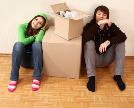Office relocation planning in Brent with packed boxes and workstations